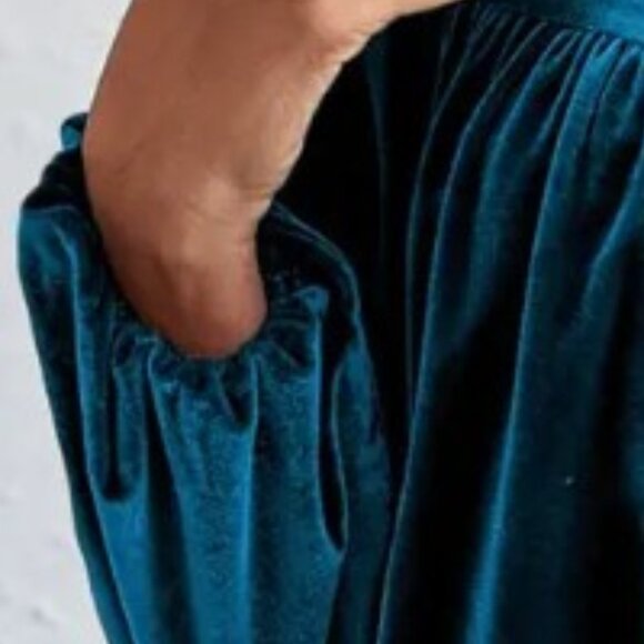 Peacock Blue Velvet Tunic - Picture 3 of 8